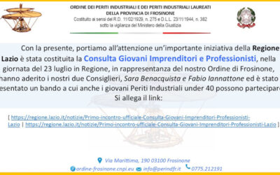 Regione Lazio – Consulta Giovani Imprenditori e Professionisti