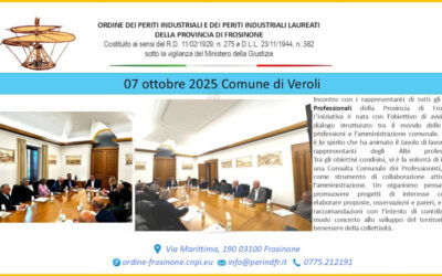 07 ottobre 2025 Consulta Comunale dei Professionisti Comune di Veroli (FR)