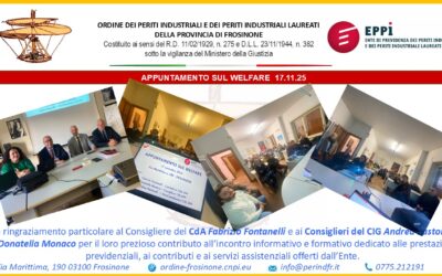 17.11.2025 Appuntamento sul Welfare incontro informativo e formativo su prestazioni previdenziali, contributi e servizi assistenziali dell’Ente