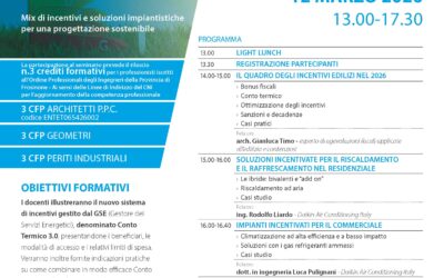 🔍 Conto Termico 3.0 ed Ecobonus 📅 12 marzo 2026 🕐 Ore 13:00 – 17:30