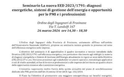 Seminario: La nuova EED 2023/1791 📅 26 marzo 2026 🕒 14:30 – 18:30