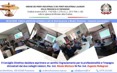 28.04.2026 Cabine elettriche primarie e reti di distribuzione a Media Tensione – Impianti pneumatici-