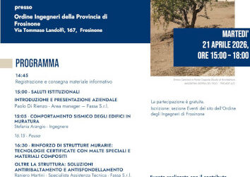 21.04.2026 RINFORZO STRUTTURALE E MESSA IN SICUREZZA DEGLI EDIFICI: dalle tecnologie CRM, FRCM e FRP ai presidi di sicurezza degli elementi non strutturali